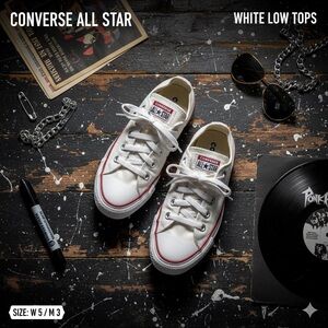 Converse All Star White Sneakers with Red Accents Women’s SZ 5 Men’s SZ 3
